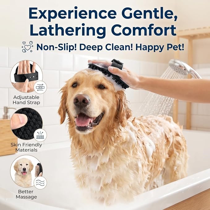 3-in-1 Pet Grooming Kit Rake Metal Comb & Bath Brush Black | Double-Sided Dematting Undercoat Rake, Deshedding Metal Comb, Bath Brush For Dogs and Cats