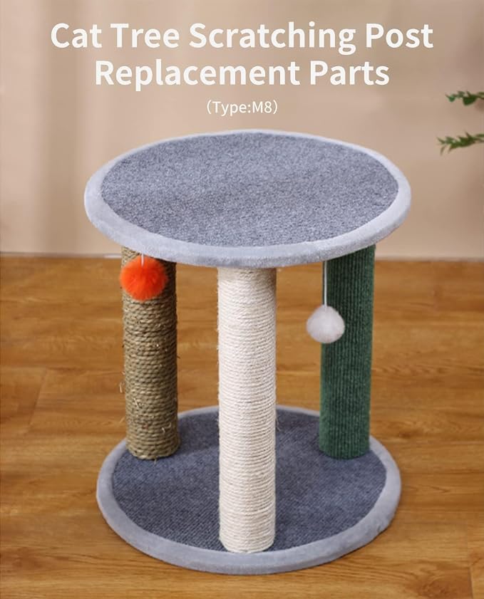 BNOSDM 6 Pack 15”x2.75” M8 Cat Tree Scratching Post Replacement Parts for Indoor Cats Tower Rope Scratch Poles Refill Sisal Pole Part for Refurbishment Accessories Spare