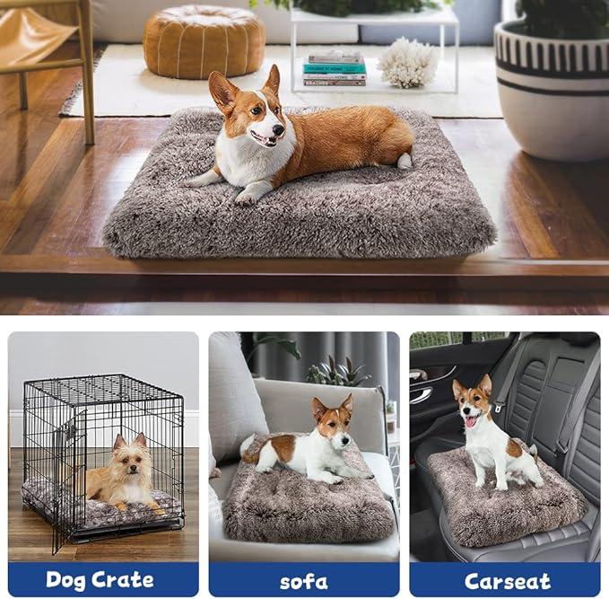 Dog Bed Crate Pad Plush Soft Dog Crate Bed for Medium Dogs and Cats Washable Anti-Slip Kennel Crate Mats for Sleeping and Anti Anxiety M