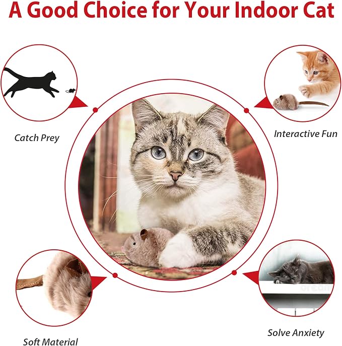 Gigwi Interactive Toy Set for Indoor Cats - 3PCS Plush Pack Including Squeaky Feather, Mouse Hunt, Chase Bird, and Chirping Cricket Toys