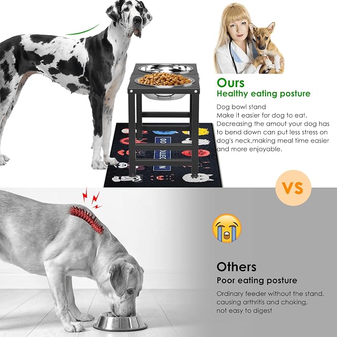 Metal Elevated Dog Bowls for Large Extral Large Breed Raised Dog Bowl Stand with Sprill Proof Mat and 3000ML Pet Bowls, 17" Tall Food & Water Feeder for Extra Large Breed