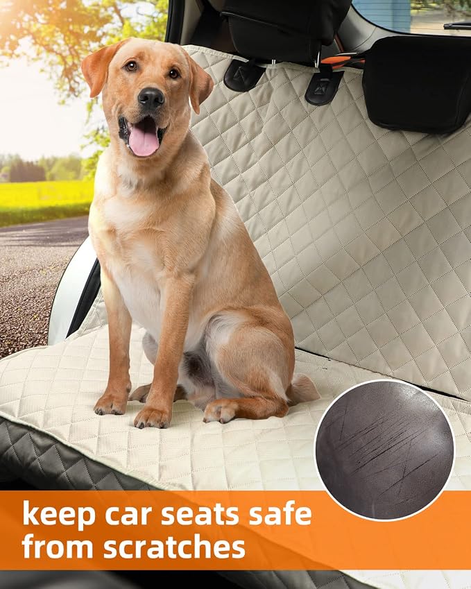 PETICON Waterproof Scratchproof Pet Bench Seat Covers for Cars, SUVs, Nonslip Durable Back Seat Cover for Dogs, 600D Oxford Fabric, Machine Washable