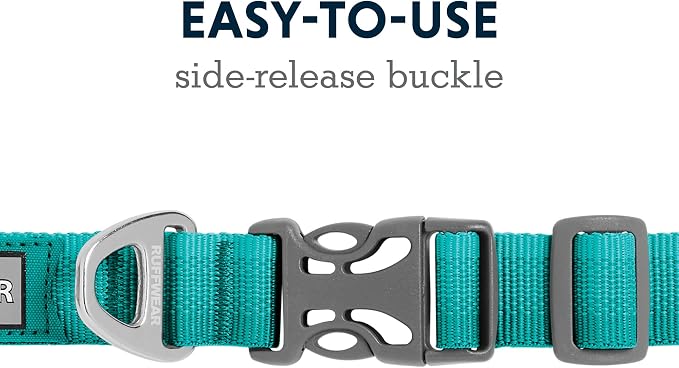 Ruffwear, Front Range Dog Collar, Adjustable Tubelok Webbing, Lightweight, Side Release Buckle, Aluminum V-Ring, Durable for Everyday Use, Aurora Teal, 14"-20"