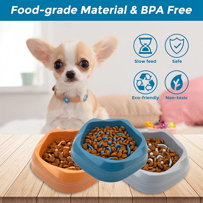 VANNON Slow Feeder Dog Bowls Non Slip Puppy Bowl Durable Dog Puzzle Feeder Bloat Stop Food Bowls for Puppy and Small Dogs, BPA Free, 2 Cups, Blue