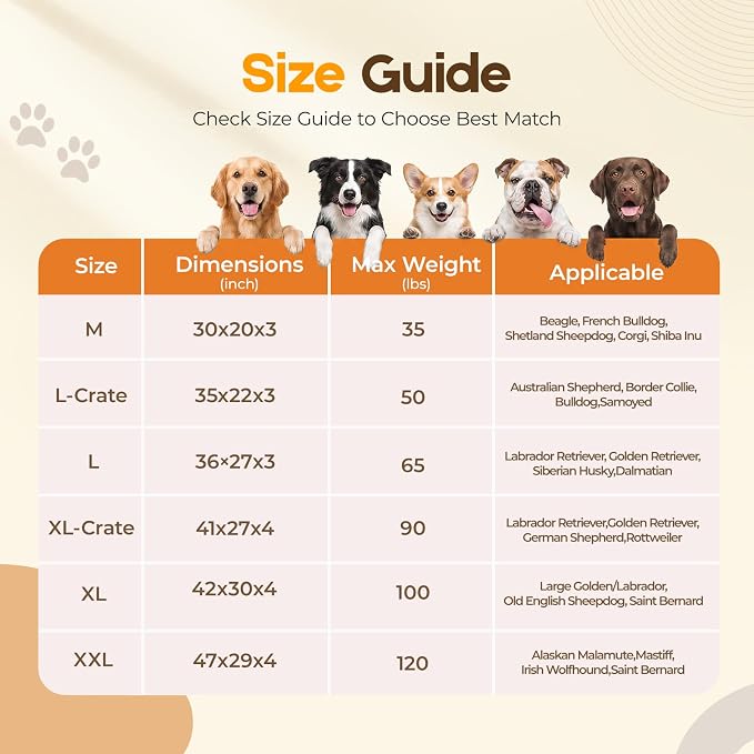 Orthopedic Dog Bed for XXL Jumbo Dog, Waterproof Pet Crate Bed with Removable Washable Cover, Non-Slip Bottom, Egg-Crate Foam Support
