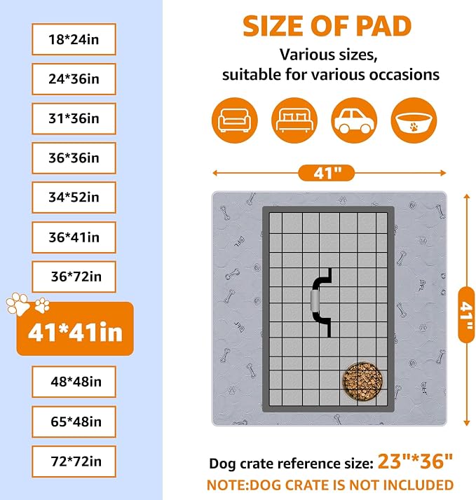 Washable Puppy Pads 2 Pack , 41x41 Reusable Pee Pads for Dogs | Absorbent Whelping Pads with Bone Print, Waterproof Dog Rug Non-Slip Protector for Housbreaking,Potty Training, Bed Couch