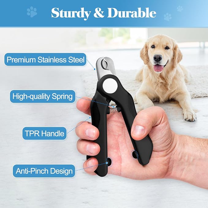 Swihauk Heavy Duty Dog Nail Clippers and Trimmers, Professional Pet Nail Clippers with Nail File for Dogs Cats Small Animal, Claw Clippers with Safety Guard to Prevent Over-Cutting, Black