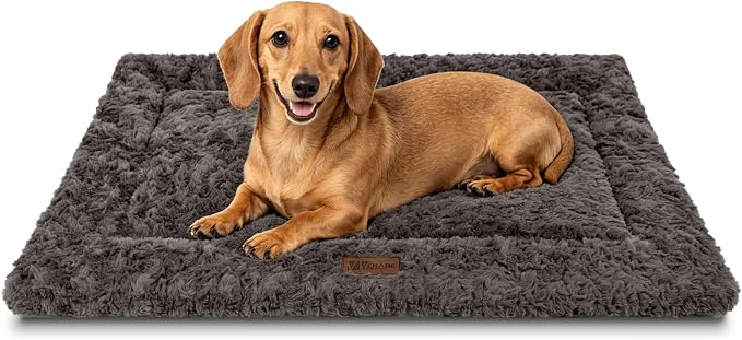 Reversible Dog Crate Mat for Large Dogs, Oxford & Fleece, 35"x22",Dark Gray | 1.2" Fill Preserves Crate Height,Fleece Cozy,Wipes Clean,Splash-Proof,Machine Washable, Folds Flat For 30" Wire Crate & Go