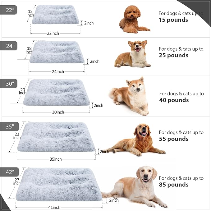 Medium Dog Bed Washable, Soft Puppy Crate Pad 30", Plush Pet Mat Sleeping | Machine Washable, Anti-Slip Bottom, Kennel Pad 30*20", Ultra Soft Cozy, Easy to Care,40lbs, Cat Bed