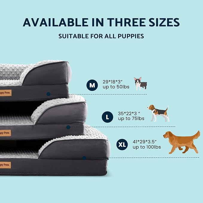 Dog Bed for Small and Medium Dogs & Cats, Waterproof Lining for Indoor Outdoor in-Car Use Removable Washable Cover with Zipper Up to 50lb, 28"x23"x7"