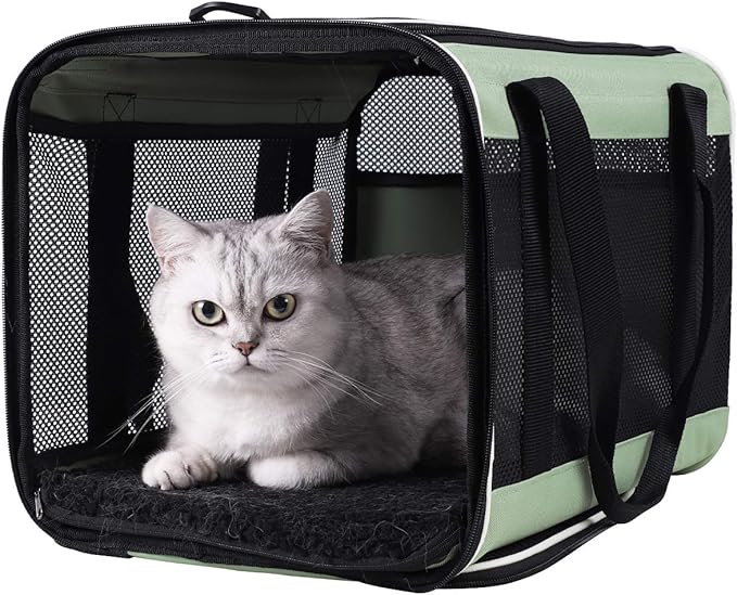 Easy Load Pet Carrier for Large, Medium Cats, 2 Cats and Small Dogs with Comfy Bed. Easy to Get Cat in, Escape Proof, Easy Storage, Washable, Safe and Comfortable for Vet Visit and Car Ride