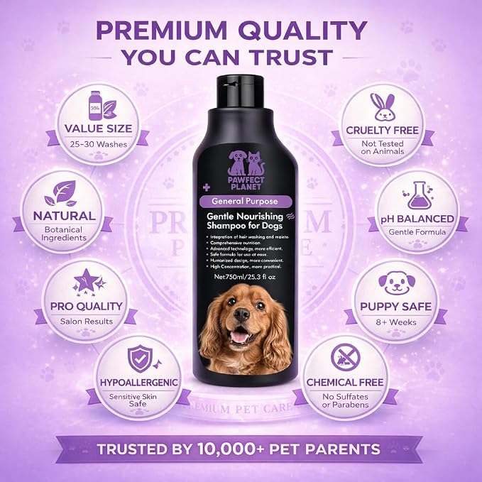 Dog Shampoo Oatmeal Aloe Vera - Gentle Nourishing Formula for Itchy Skin Relief - Natural Puppy Shampoo for Sensitive Skin Allergies - pH Balanced Pet Wash All Breeds 750ml