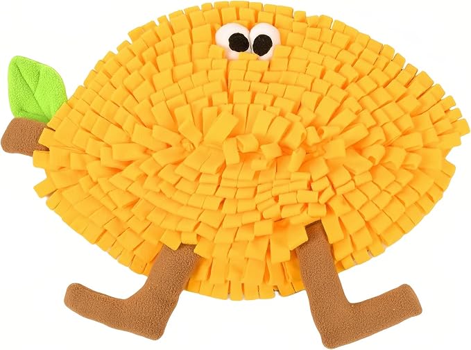 Dog Snuffle Mat Fleece Foraging Fruit Design Mats Small Animals Interactive Feeding Toy Anti Slip Slow Feeder Pet Treat Dispenser for Dogs Rabbits Guinea Pigs (Lemon)