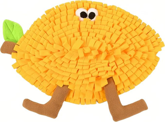 Dog Snuffle Mat Fleece Foraging Fruit Design Mats Small Animals Interactive Feeding Toy Anti Slip Slow Feeder Pet Treat Dispenser for Dogs Rabbits Guinea Pigs (Lemon)