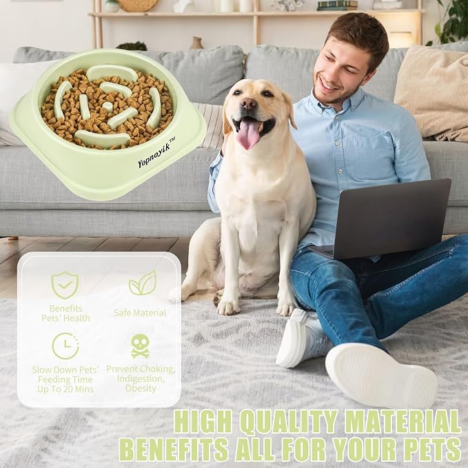 Yopnoyik Slow Feeder Dog Bowls for Healthy Eating, Non-Slip and Anti-Choking Design, Reduces Bloating & Overeating for Large Dogs, Easy to Clean