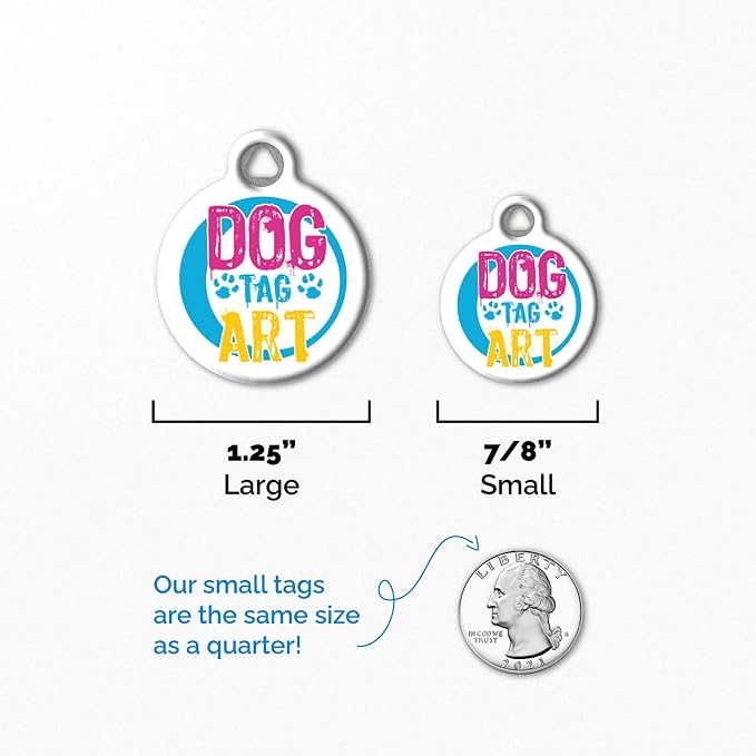 Washington DC Flag Personalized Pet ID Tag for Dogs and Cats, Silent Polymer Coated Pet ID Tag with Customized Identification Information - Small,875" Diameter