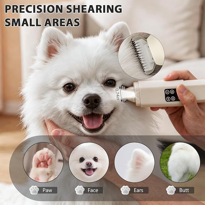Dog Nail Grinder Quiet, 2-in-1 Paw Pad Trimmer with Light for Pets | 50dB Safe Electric Painless Grooming, 3 Grinding Ports for Paws, Faces, Ears and Body of Small & Medium Cats and Dogs