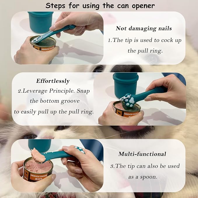 Original Canned Dog Food Storage Container | Wet Food Can Opener Spoon | Silicone Pet Can Lid | BPA Free, Airtight, Dishwasher & Freezer Safe(Dark Blue)