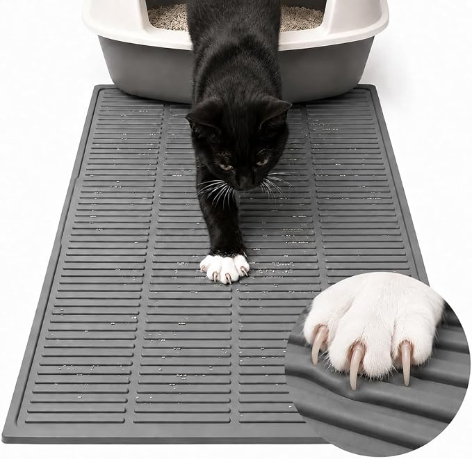 Heavy-Duty Cat Litter Mat: 10,000 Scratch Motions Tested | Large Extra-Thick Silicone Mat - No Holes for 3 Years