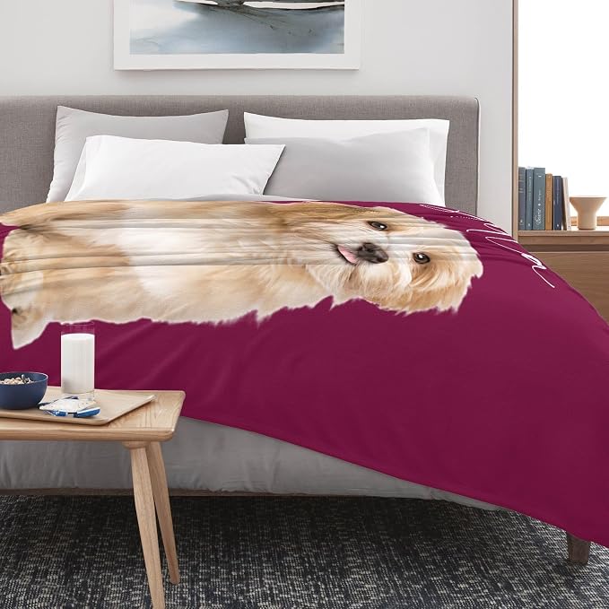 D-Story Custom Pet Blanket with Dog Photo and Name, Personalized Dog Blankets for Cat Customized Dog Blanket with Picture, Fleece Throw Blanket Gift