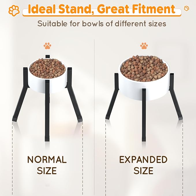 Raised Dog Bowl Stand Medium-Sized Dogs with Adjustable Width (7-10.6"),Single Food and Water Stand Feeder(Bowls Not Included)