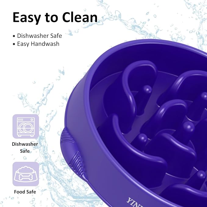 YINEYA 4 Cups Slow Feeder Dog Bowls Large Breed, Anti-Choking Pet Supplies, Maze Dog Food Bowl, Puzzle Feeder That Slow Down Eating 2PCS