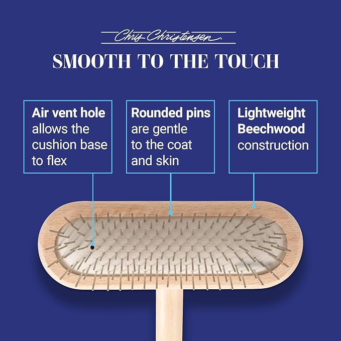 Chris Christensen Mini Grooming Brush - Comfortable High-Grade Stainless-Steel Rounded and Polished Pins - Removes Long & Loose Hair from Dogs & Cats