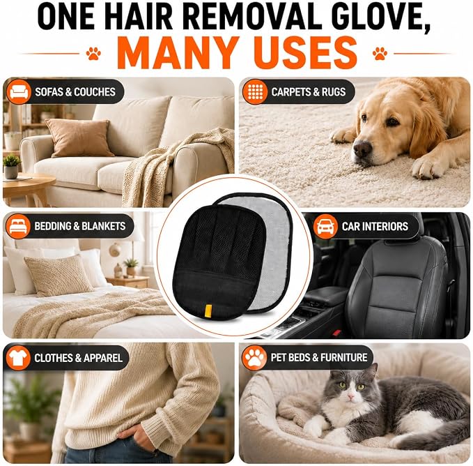 4-in-1 Pet Hair Remover Kit with Pet Hair Removal Glove, Dog Brush for Shedding, Self Cleaning Slicker Brush, Silicone Pet Hair Remover,Reusable Lint Roller for Dogs, Cats, Furniture, Carpet & Clothes