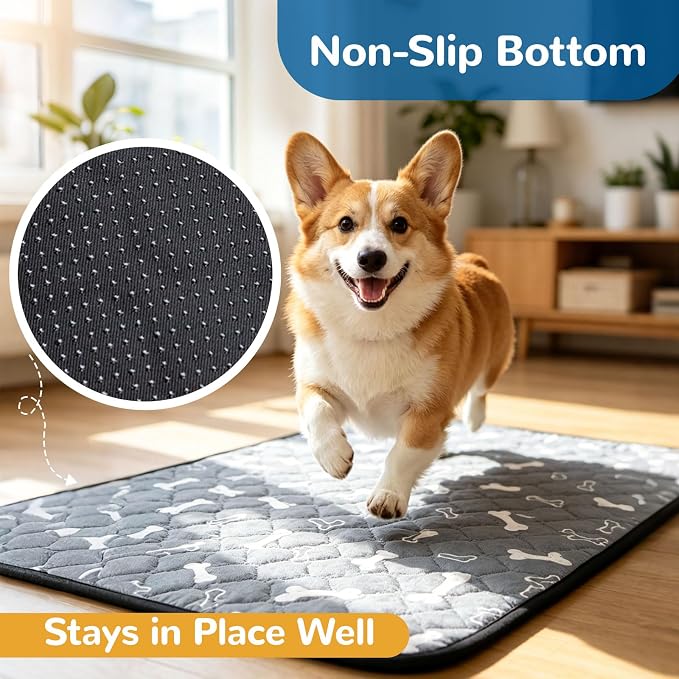 BAEJMJK Washable Dog Pee Pads, Reusable Dog Crate Mats Puppy Training Pads, 4-Layer Super Absorbent Waterproof Non-Slip Leak-Proof Ideal for Potty, Playpen & Travel(18"x24",Coffee & Gray 2-Pack)