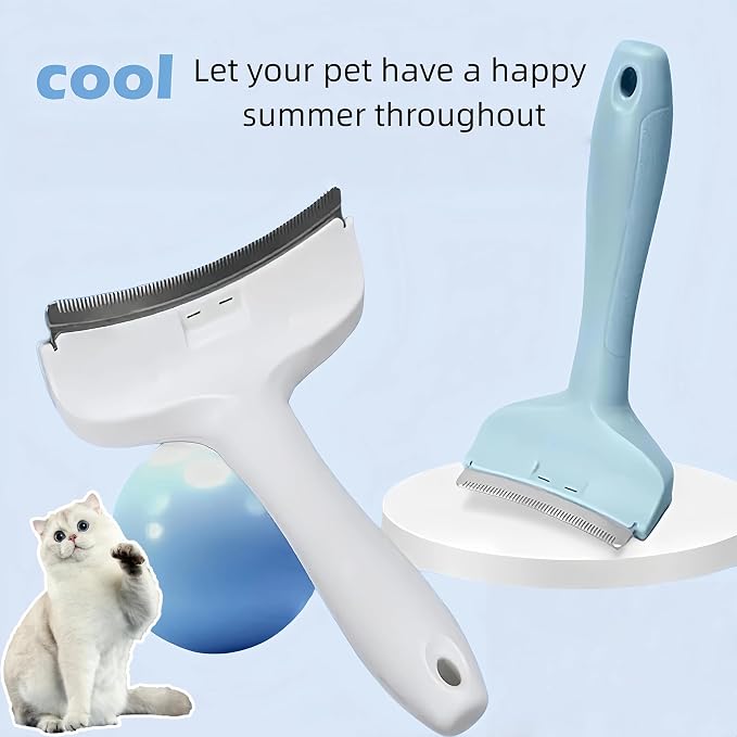 Green Small Deshedding Dog Brush, Compact V-Shape Dog Shedding Comb with Ergonomic Design Handle, Pet Lovers Gift for Tiny Breeds and Cats