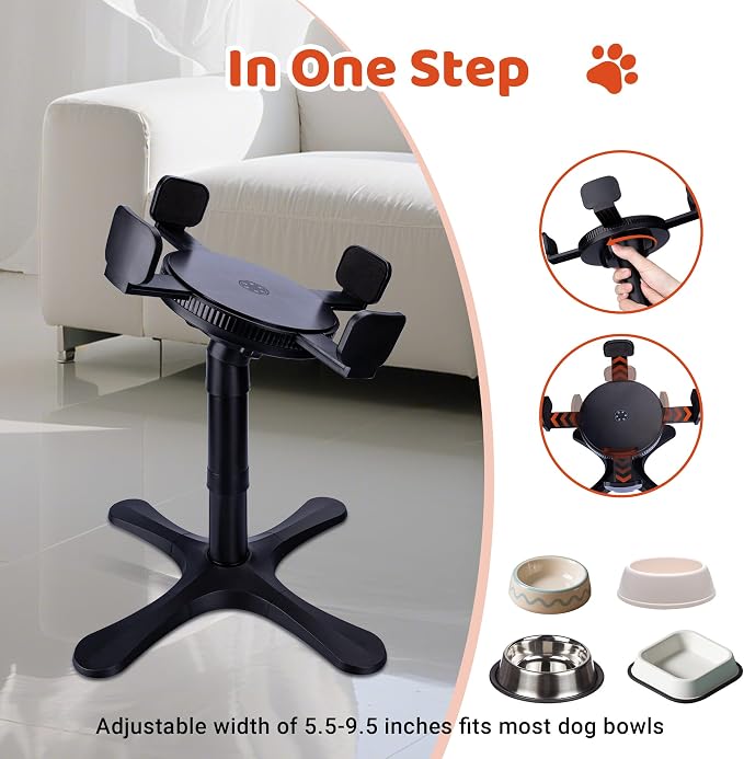 Elevated Adjustable Dog Bowl Feeding Stand, 3 Heights and Tiled Ajudst, Compatible with Moost Feeding Bowls, Great for Medium Large Dogs(2 Pack-C)