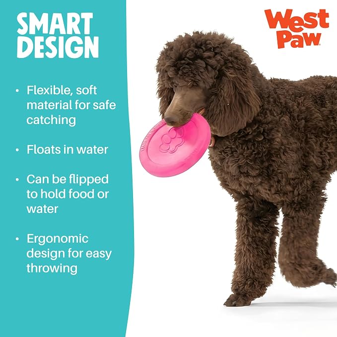 WEST PAW Zogoflex Zisc Dog Flying Disc, High Flying Aerodynamic Disc for Dogs Puppy – Lightweight, Floatable Disc for Fetch, Tug of War, Catch, Play – Doubles as Food/Water Bowl, Large 8.5", Geranium