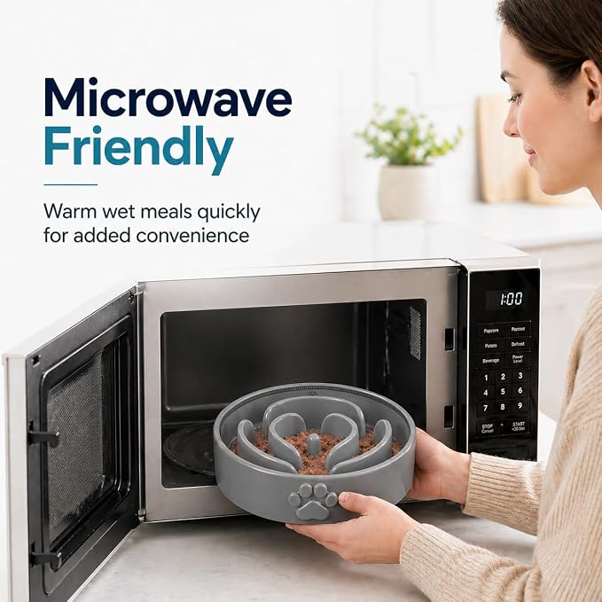 Slow Feeder Dog Bowls – Elevated Dog Bowl Slow Feeder with Bamboo Stand– Microwaveable Dog Slow Feeder for Small and Medium Dogs – Lead and BPA-Free Ceramic Pet Bowl – Pet Feeder for Fast Eaters