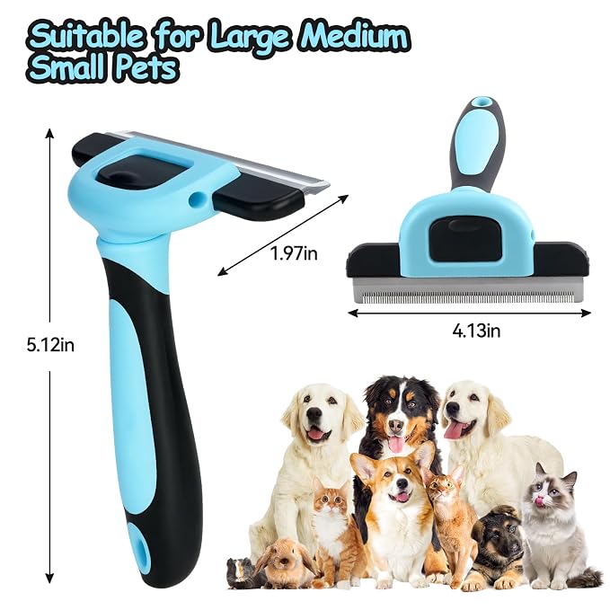 Deshedding Brush for Cats Short Hair Dogs - Undercoat Rake Reduces Shedding | Professional Pet Grooming Tool & Effective Deshedding Tools Short Hair Deshedding Brush to Reduce Shedding by 95%