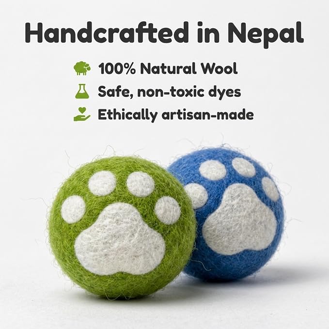 Glaciart One Wool Balls for Cats 5 Pack, Felt Balls for Cats, Wool Cat Toys for Indoor Cats & Kittens, Handmade Natural Interactive Cat Toys for Play & Exercise