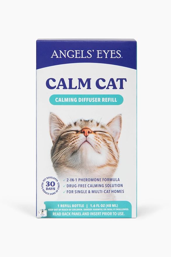 ANGELS' EYES Advanced Pheromone Calming Diffuser Refill for Cats, 30-Day Refill | Plug-in Diffuser Refill, Reduces Hiding & Scratching, Reduces Stress & Spraying, Multi-Cat Homes, Refill Only