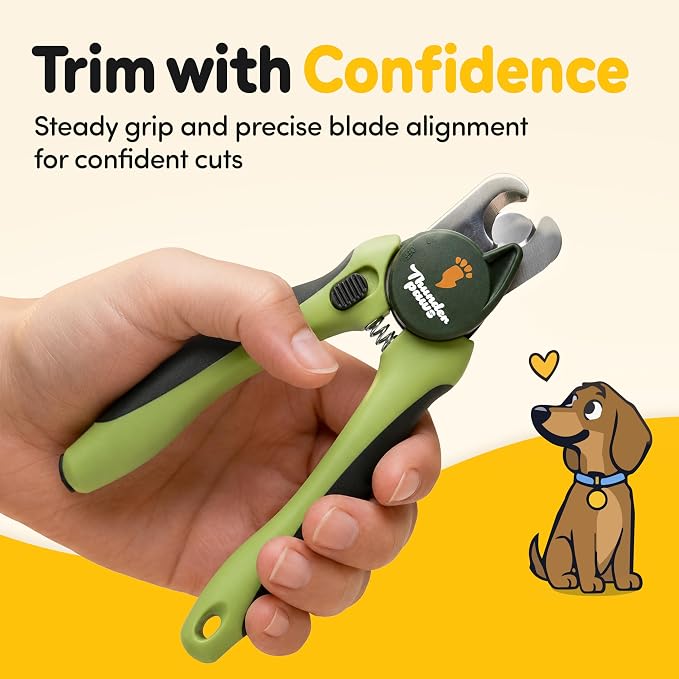 LED Dog Nail Clippers with Light Illumination, Trimmers with Protective Guard, Safety Lock and Nail File - Suitable for Large and Small Dogs & Cats (Green)