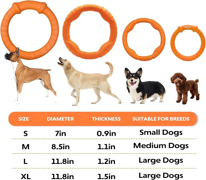 LaRoo Dog Chew Ring Toy for Small Dogs, Durable EVA Floating Puppy Teething Chew Toy, Interactive Tug of War Fetch Toy for Dental Cleaning & Outdoor Play (Orange)