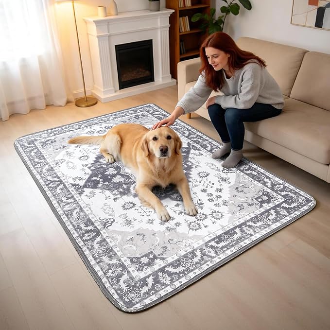 Washable Pee Pads for Dogs, 2 Pack Reusable Puppy Training Pads 36"x36" Super Absorbent Waterproof Dog Training Pads, Non-Slip Potty Pads, Whelping Pads Litter Mat Light Grey Medallion