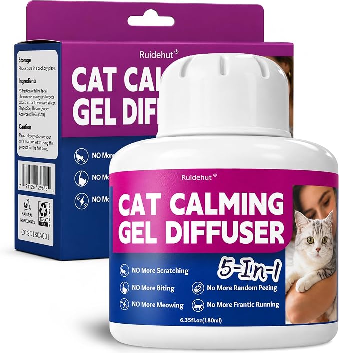 Cat Pheromones Calming Diffuser Gel, No Plug Required, Composure for cats | Up to 60 Days & 660 sq ft Coverage for Home, Car & Travel, Helps Reduce Spraying, Scratching, Meowing & Aggression