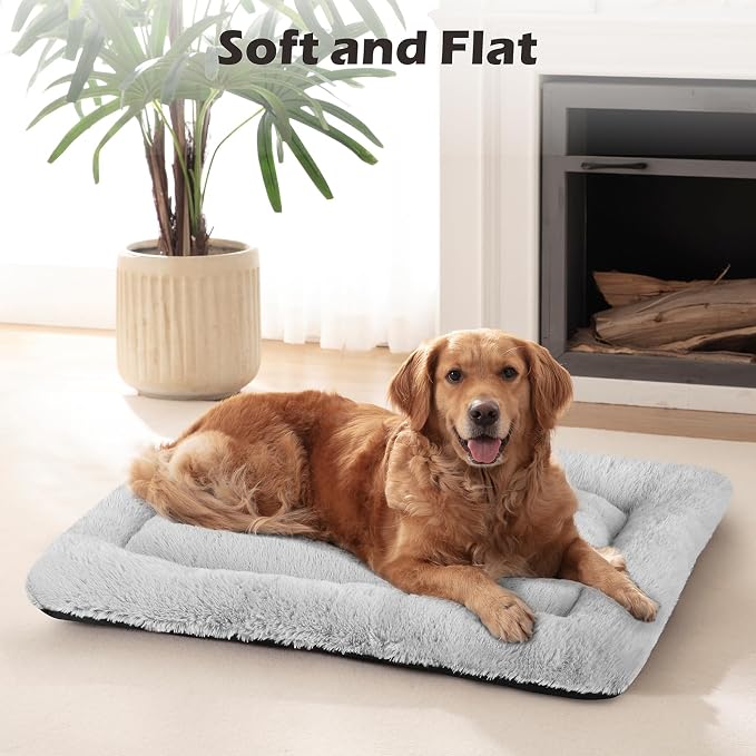 Dog Bed Mat Soft Crate Pad Washable Non-Slip Mattress for Large Medium Small Dogs and Cats Kennel Pad (23'' x 18'', Grey)