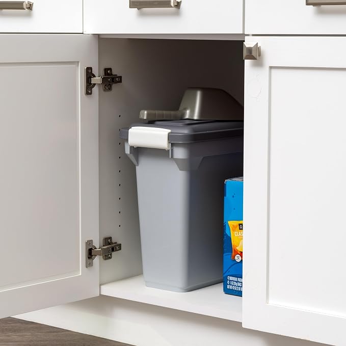 IRIS USA Dog Food Storage Container, Up to 13 lbs, Gray/Dark Gray | Made in the USA, BPA-Free, Airtight Seal, Best for Cat Food, Bird Seed, Chicken Feed, Pet Toys, Treats, Pellets