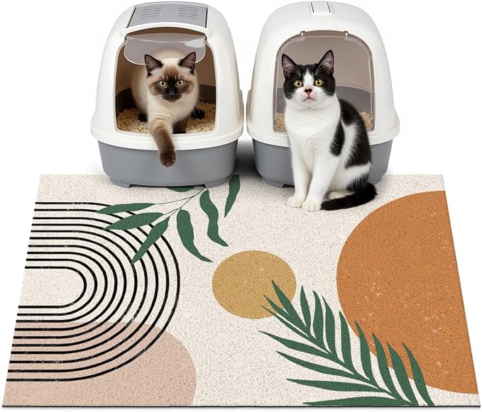 Cat Litter Mat Litter Trapping Mat, 33"x22" Waterproof Urine Proof Litter Box Mat Catcher Mat Non-Slip Washable for Kitty Kitten, Orange