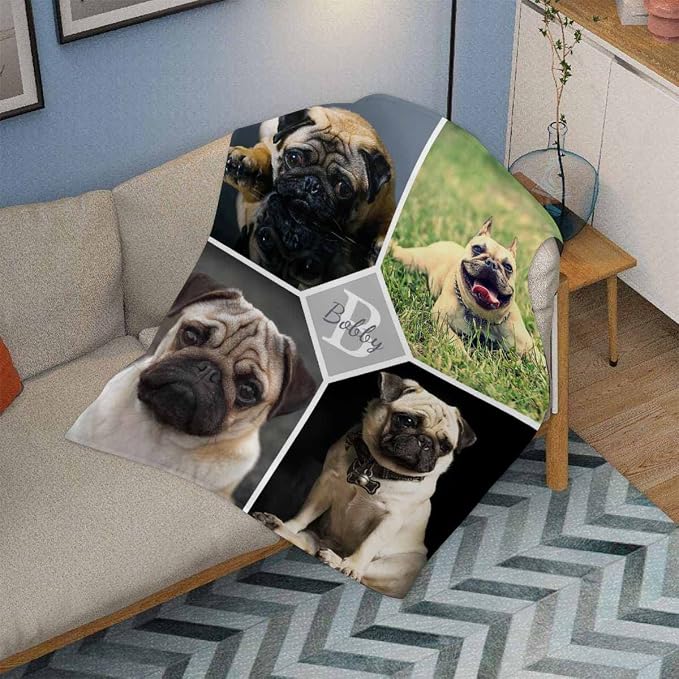 Personalized Pet Photo Blanket Dog Custom Loss of Dog Memorial Fleece Blankets Ultra-Soft Micro Throw Blanket Gift for Kids Grieving Pet Owner 30X40 Inch