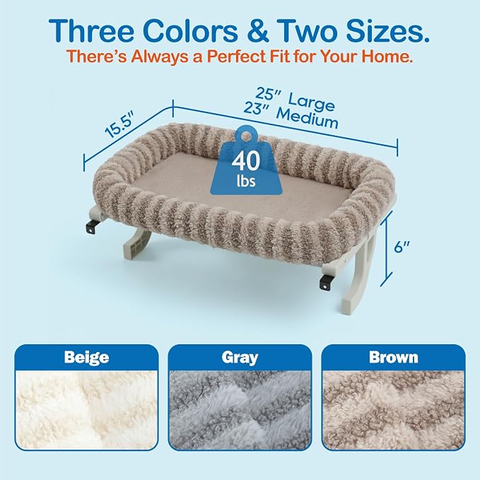 Zakkart Mellow All-Around Cat Hammock for Windowsill, Dual-Mount (Brown, M) | Hook-On or Screw-On Installation, Machine Washable Bed, Heavy Duty ABS & Metal Frame, Support up to 40 lbs.