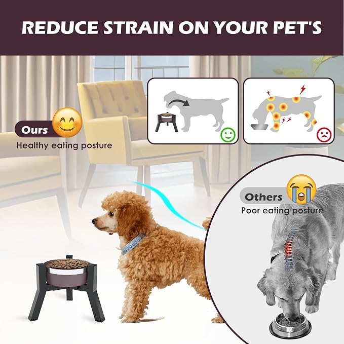SHAINFUN Elevated Dog Bowls Adjustable Width Stand for 5.2-7.8" Wide Bowls, Food and Water Feeder for Medium Small Dogs, 7.8in Tall (Bowl Not Included)