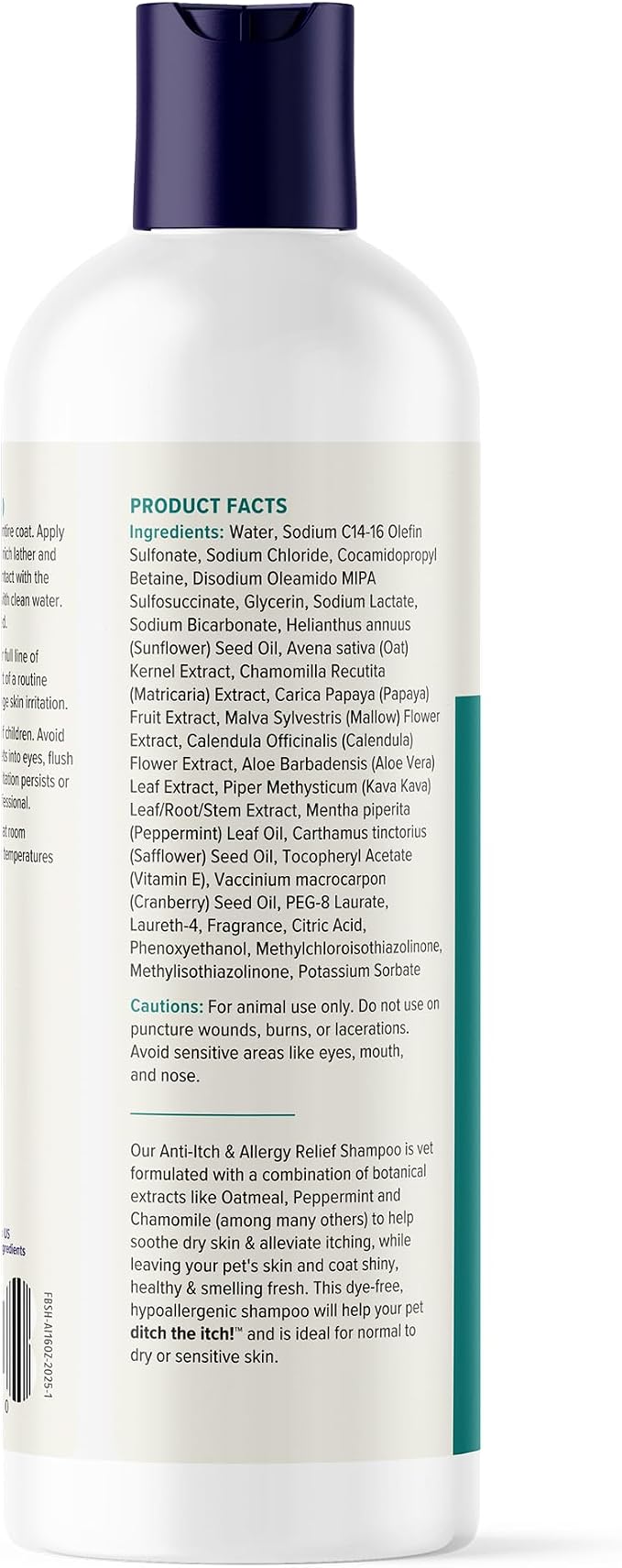 Vetnique Dermabliss Oatmeal Dog Shampoo for Itchy Skin & Allergy Relief | Soap-Free Colloidal Oatmeal & Aloe Wash for Dogs, Puppies & Cats, Soothes Itchy, Allergy-Prone, Flaky Sensitive Skin
