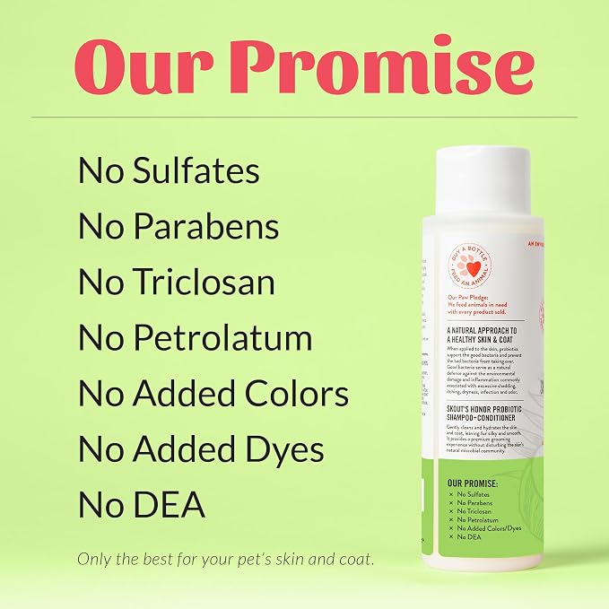 SKOUT'S HONOR Probiotic Dog Shampoo and Conditioner - SC, 16 oz | Natural 2-in-1 for Itchy Skin, Microbiome-Friendly with Avocado Oil & Omega-3s, Paraben & Sulfate-Free