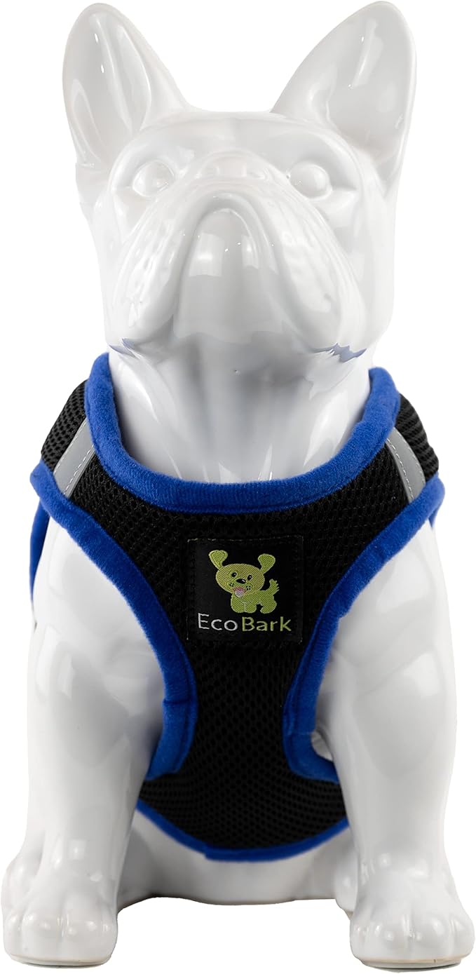 EcoBark Step in Dog Harness - Luxury Soft Harnesses for Dogs Under 26 lbs - Reflective Chest Body Halter Vest (Black and Teal, XL)