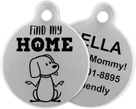 If It Barks - Engraved Pet ID Tags for Dogs - Personalized Stainless Steel Identification Tags - Custom Name Tag Attachment - Made in USA, Find My Home